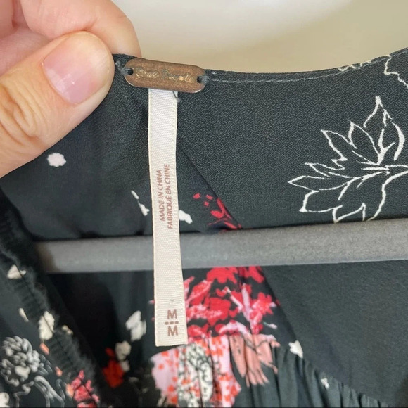 Free People Haze Floral Tunic Hi Low Green Tank Top Size Medium - Picture 9 of 12